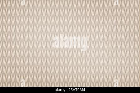Knitted texture vector background. Realistic beige light color knitting pattern Stock Vector