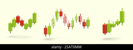 Set of different colorful diagrams in different positions. Objects for presentation and business. Sales, growth and development concept. Vector illustration in 3d. Set of different colorful diagrams in different positions Stock Vector
