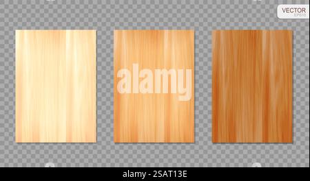Vector wood texture background set. Beige and brown realistic wooden sheets isolated on transparent background EPS10 Stock Vector