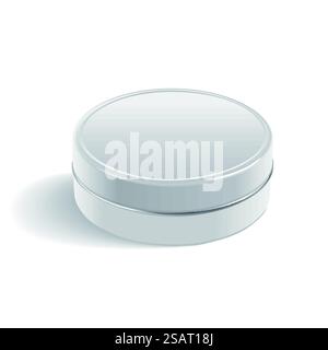 round metal box isolated on white background. round metal box Stock Vector