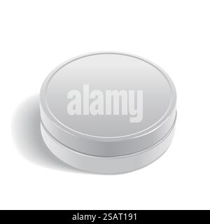 round metal box isolated on white background. round metal box Stock Vector