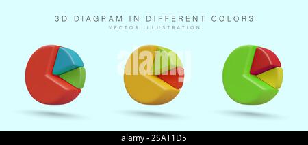 Pie charts set. 3D render circular charts for infographics templates ...