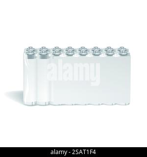 pack of blank batteries isolated on white background. blank batteries Stock Vector