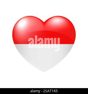 Indonesia flag in heart. Vector emblem icon. Country love symbol. Isolated illustration eps10 Stock Vector