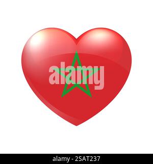 Morocco flag in heart. Love symbol. Vector country icon isolated eps10 Stock Vector
