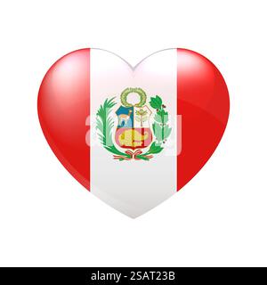 Peru flag in heart. Love symbol. Vector country icon isolated eps10 Stock Vector