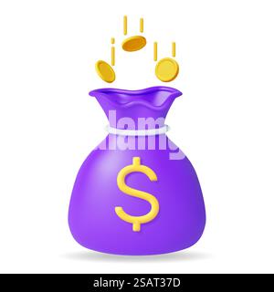 3D Money Cloth Bag with Rope and Dollar Stock Vector Image & Art - Alamy