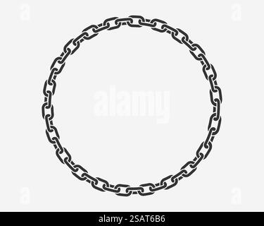 Texture chain round frame. Circle border chains silhouette black and white isolated on background. Chainlet design element. Texture chain round frame. Circle border chains silhouette black and white isolated on background. Chainlet design element. Stock Vector
