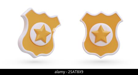 Realistic 3d sheriff star isolated on white background. Glossy gold ...