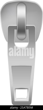 Zip slider. Metal clothes fashion realistic fastener isolated on white background. Zip slider. Metal clothes fashion realistic fastener Stock Vector