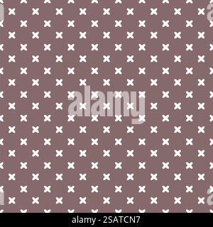 brown background fabric with white crosses seamless pattern. vector illustration. brown background fabric with white crosses seamless pattern Stock Vector