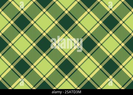 Green yellow avocado tartan fabric seamless texture. Vector illustration. Flat design. No gradient. No transparent. EPS 10.. Green avocado tartan fabric seamless texture Stock Vector