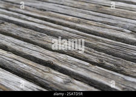 Old weathered rustic wooden boards, light gray grainy wood texture background Stock Photo