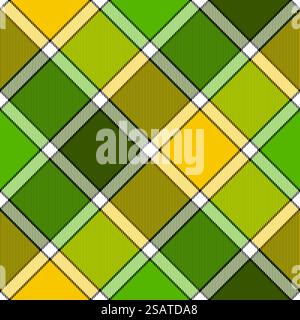 Lime color diagonal check plaid seamless pattern. Vector illustration. Flat design. EPS10.. Lime color diagonal check plaid seamless pattern Stock Vector
