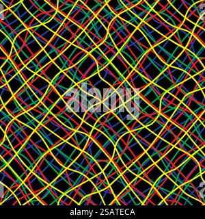 Intricate colored wires abstract seamless pattern. Vector illustration.. Intricate colored wires abstract seamless pattern Stock Vector