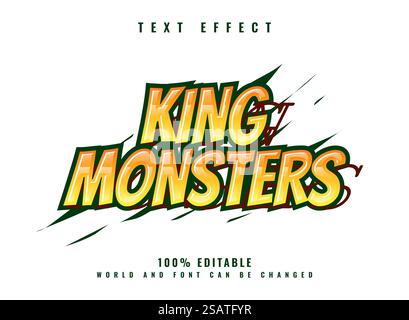 King monster playful game logo title text effect Stock Vector