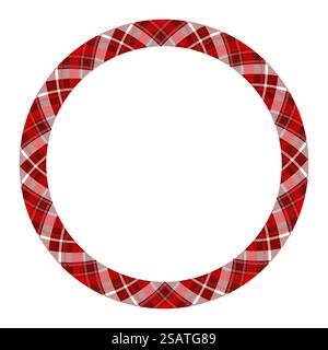 Circle borders and frames vector. Round border pattern geometric vintage frame design. Scottish tartan plaid fabric texture. Template for gift card, collage, scrapbook or photo album and portrait. Stock Vector