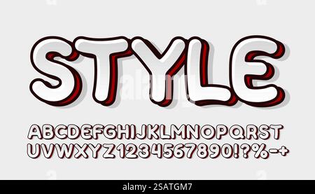 Style fun font. English alphabet and numbers sign. Vector. Style fun font. English alphabet and numbers sign. Vector illustration Stock Vector