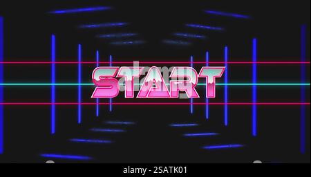 Image of start text over blue shapes Stock Photo