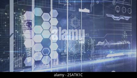 Image of digital data processing over computer servers Stock Photo