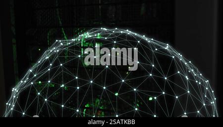 Image of spinning globe and digital data processing over computer servers Stock Photo
