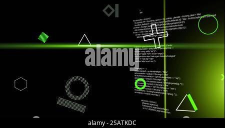 Image of shapes moving over data processing Stock Photo