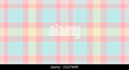 Thin tartan check vector, window fabric plaid textile. Christmas pattern texture seamless background in light colo. Stock Vector