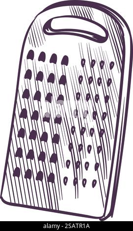 Cheese grater sketch. Food slicer drawn icon isolated on white background. Cheese grater sketch. Food slicer drawn icon Stock Vector