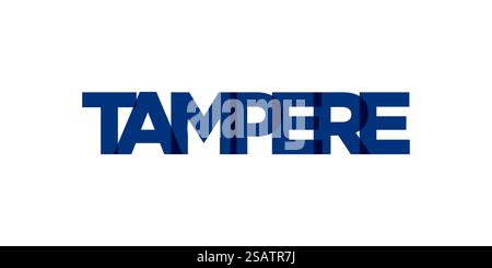Tampere in the Finland emblem for print and web. Design features geometric style, vector illustration with bold typography in modern font. Graphic slogan lettering isolated on white background. Stock Vector