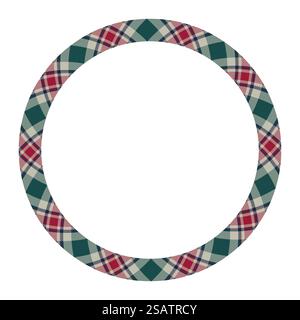 Circle borders and frames vector. Round border pattern geometric vintage frame design. Scottish tartan plaid fabric texture. Template for gift card, collage, scrapbook or photo album and portrait. Stock Vector