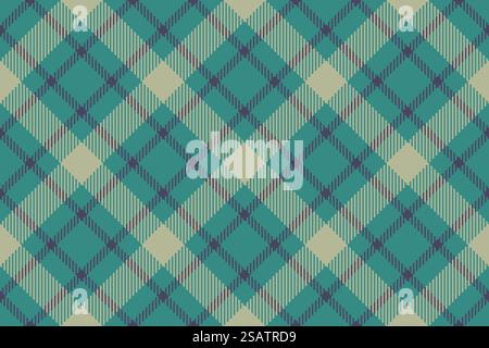 Vibrant texture plaid tartan, quiet vector check background. Styling pattern seamless fabric textile in pastel and teal colors. Stock Vector