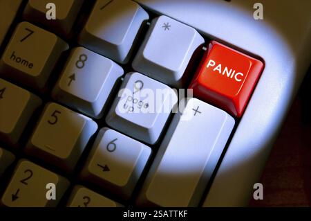 A panic button on a computer keyboard Stock Photo
