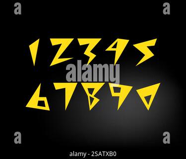 Lightning numbers modern creative text flat design. Vector illustration.. Lightning numbers modern creative text flat design Stock Vector