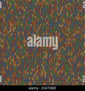 Knit texture melange color. Vector seamless pattern fabric. Knitting background flat design. Stock Vector
