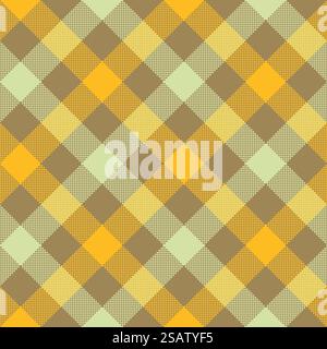 Yellow beige diagonal checkered plaid seamless pattern. Vector illustration. EPS 10.. Yellow beige diagonal checkered plaid seamless pattern Stock Vector