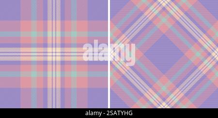 Check vector pattern of plaid texture background with a fabric tartan textile seamless. Set in trendy colours for modern carpets stylish living rooms. Stock Vector
