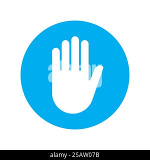 Sign push hand blue icon. Vector illustration.. Sign push hand blue icon Stock Vector