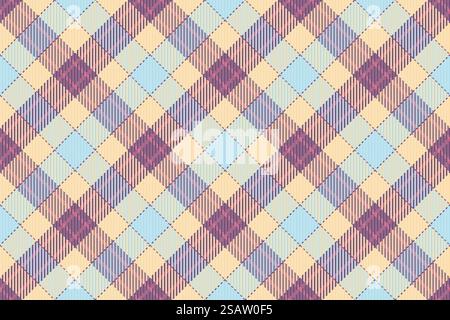 Revival background check plaid, 30s textile texture tartan. Garment seamless fabric vector pattern in light and navajo white color. Stock Vector