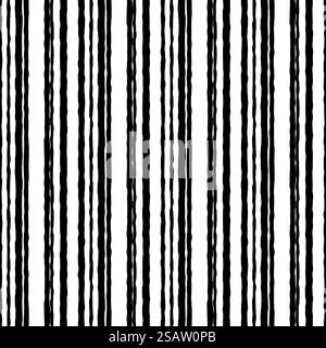 Black white striped rough grunge seamless pattern. Vector background.. Black white striped rough grunge seamless pattern Stock Vector