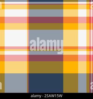 Quality texture plaid seamless, hat textile tartan fabric. Real background check pattern vector in amber and red color. Stock Vector