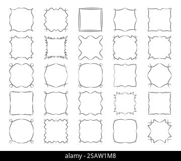 Twisted round calligraphic frames set abstract design elements. Vector ...