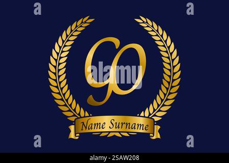 Initial letter G and O, GO monogram logo design with laurel wreath. Luxury golden emblem with calligraphy font. Stock Vector