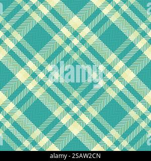 Thin plaid seamless pattern, ragged tartan background vector. Sewing texture textile fabric check in teal and light color. Stock Vector