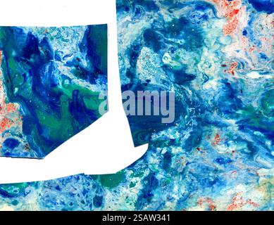 Marble texture background. Divided into pieces with white space between them. Marble texture consists of different colors, shades of blue, turquoise, Stock Photo