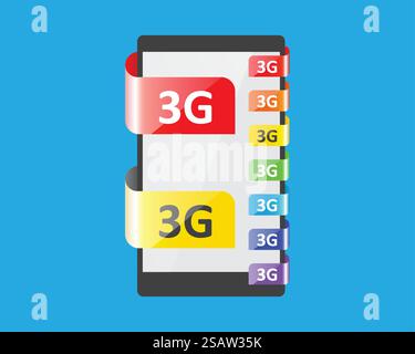 4G connection colors feature, vector illustration. 4G connection colors ...