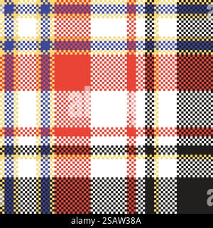 Plaid mosaic pixel seamless pattern. Vector illustration.. Plaid mosaic pixel seamless pattern Stock Vector