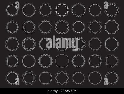 Abstract round frames set twisted design elements. Vector illustration ...
