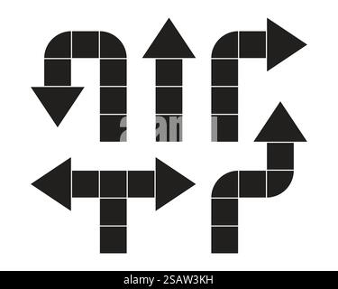Arrow constructor easy edit set icons design elements. Vector illustration.. Arrow constructor easy edit set icons design elements Stock Vector
