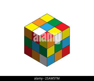 Color magic cube multi color icon. Logic game symbol. Vector illustration.. Color magic cube multi color icon. Logic game symbol. Stock Vector