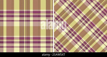 Check vector textile of plaid tartan fabric with a seamless texture background pattern. Set in retro colours. Style inspiration for women. Stock Vector
